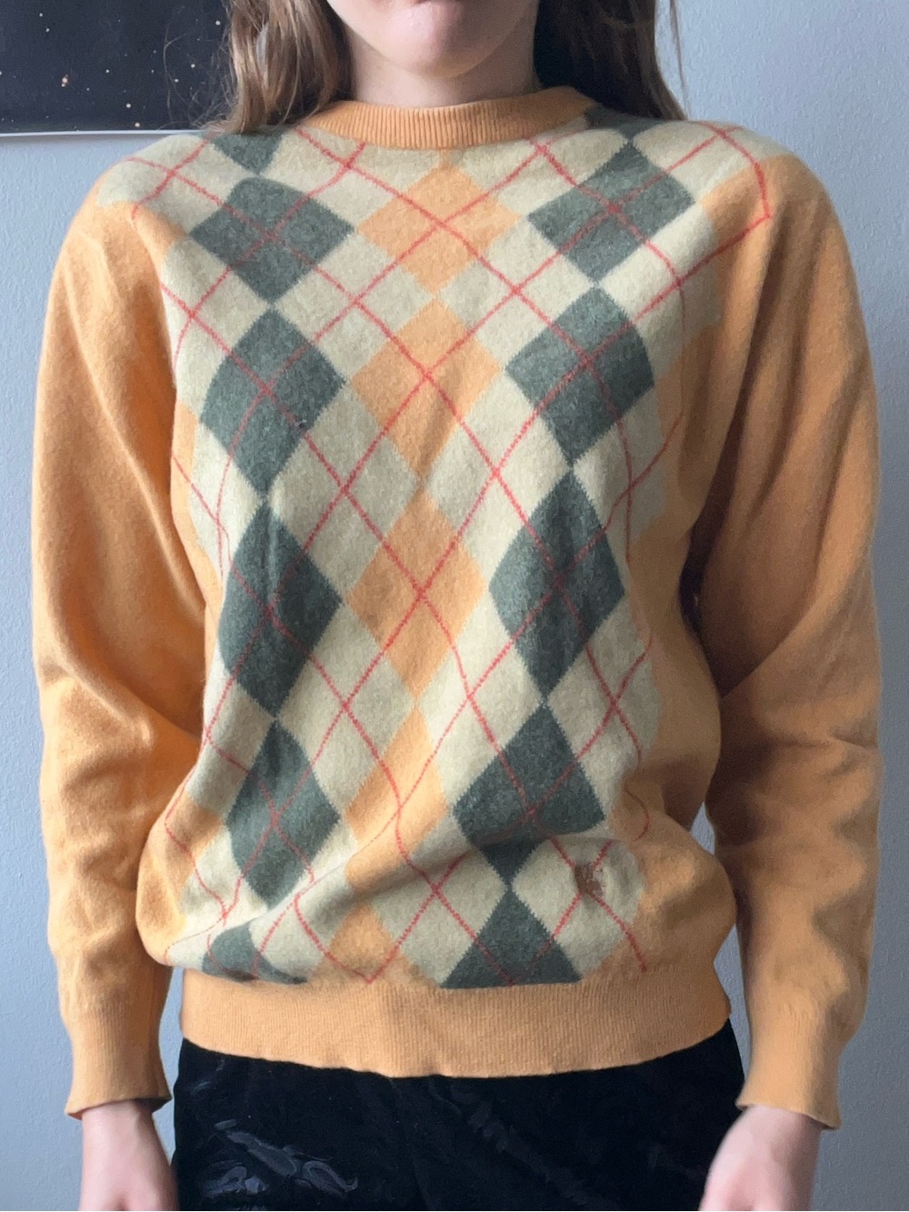 Burberry Wool Classic Yellow Argyle Crewneck Sweater